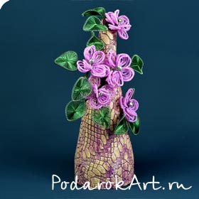 цветочное дерево с ганутелью и французскими цветами из бисера на керамике.